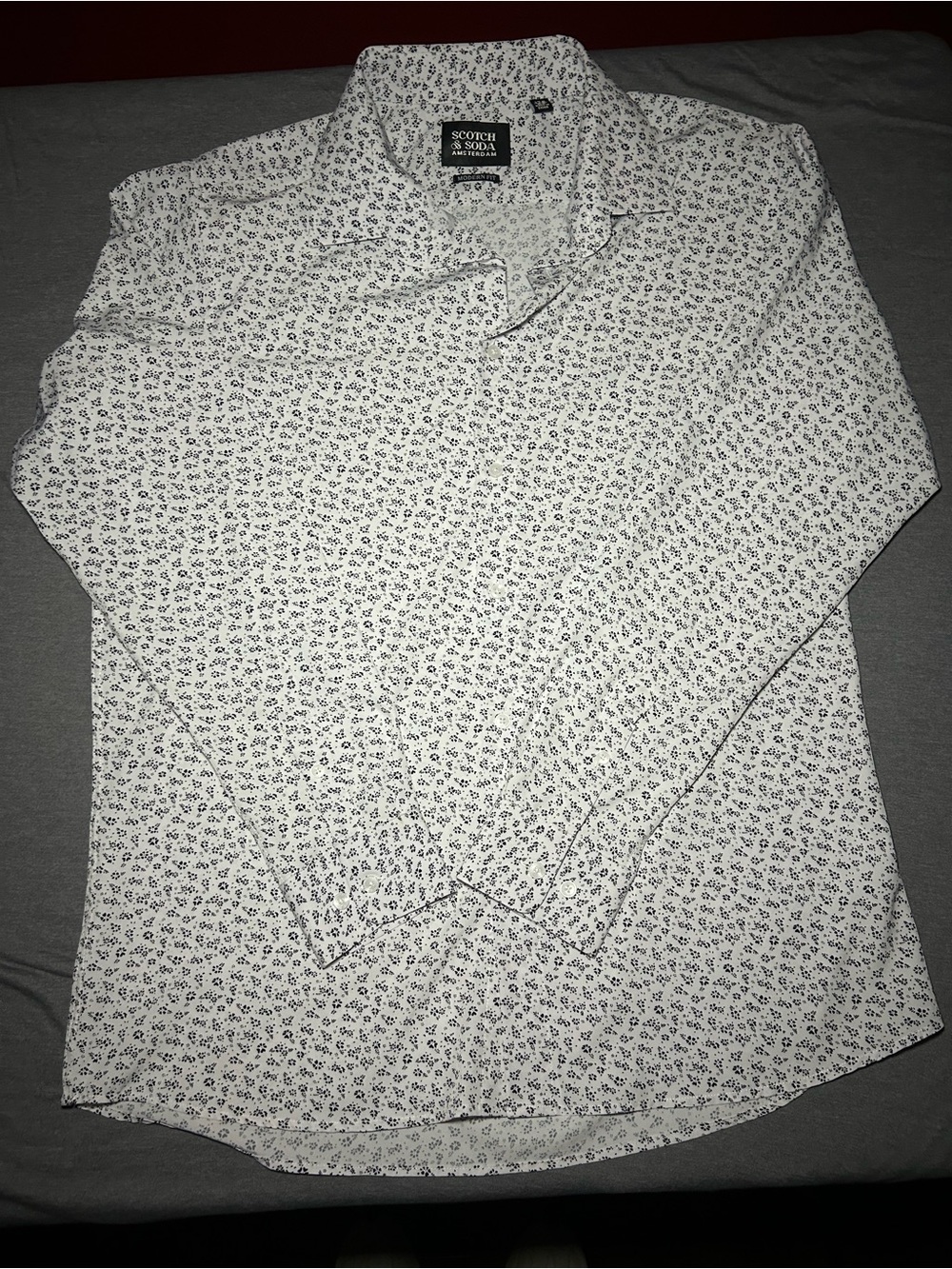 Scotch & Soda White Shirt with Black Micro Floral Print